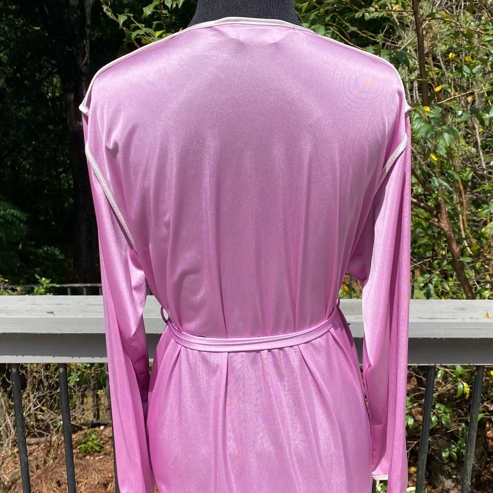 Vintage 80s Does 30s Art Deco Dressing Gown Maxi Kimono Glammy Lingerie - Picture 9 of 12